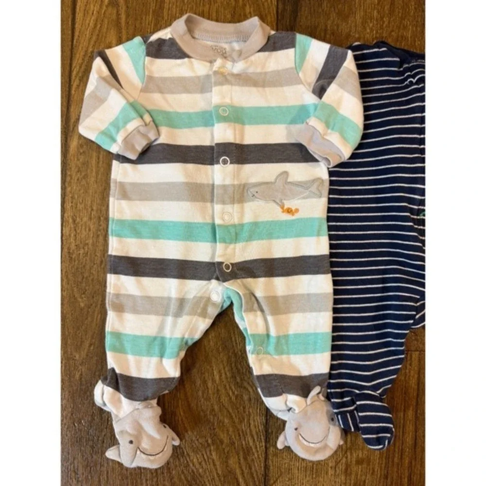 Carter's Baby Boy Sleepers‎ Newborn Clothes Footies Lot Bundle Sleep N Plays Dog